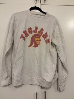 White USC Trojans Graphic Crewneck Sweatshirt